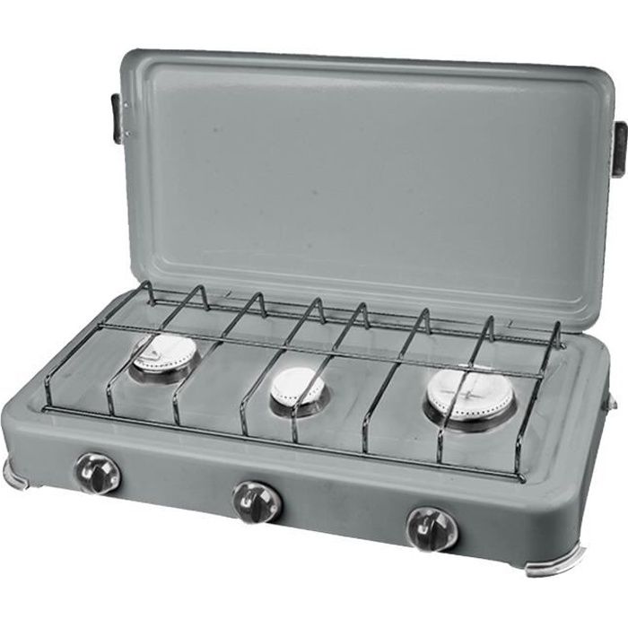 Plaque de cuisson gaz portable 3 feux 3000W SILVER 3 butane propane