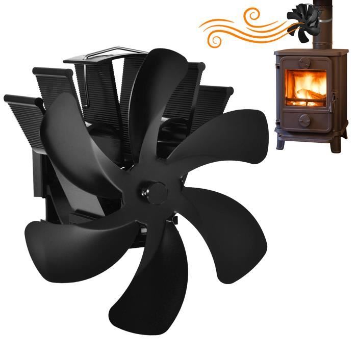 Ventilateur De Cheminée Silencieux Auto-alimenté 8 Lames - Noir - Pour Une Meilleure Circulation De Chaleur