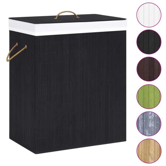 Corbeille à Papier En Bambou Et Tissu Oxford Gris - Format Carré, Pliable, 30L Pour Bureau Ou Maison