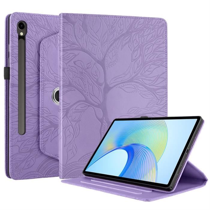Coque pour Samsung Galaxy Tab S9 FE 10.9 Etui Support Rotatif a 360 Degres PU Cuir Housse de Protection Tablet Etui Violet