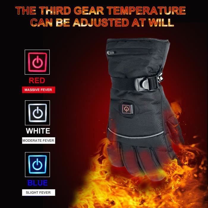 Gants Moto Chauffants Rechargeables - 4 Niveaux Chauffage - Imperméables - Écran Tactile - Batterie 3000mAh USB-C