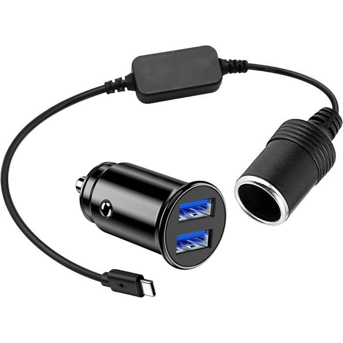 AIM- 5V USB C Mâle à 12V Voiture Allume-cigare Prise Femelle Adaptateur Allume-cigare Prise