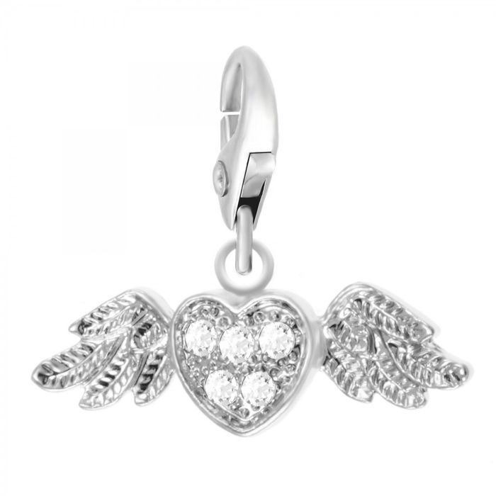 Bijou charm - So Charm - Coeur ailé - Plaqué or - Cristaux de Bohème - Mixte Bijou charm - So Charm - Coeur ailé - Plaqué or - Cristaux de Bohème - Mixte