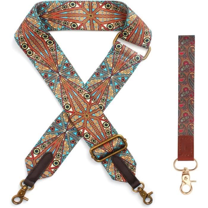 Bandoulière Sac Réglable 75-145cm - Largeur 5cm - Coton/lin - Mousquetons Argentés - DIY Accessoire