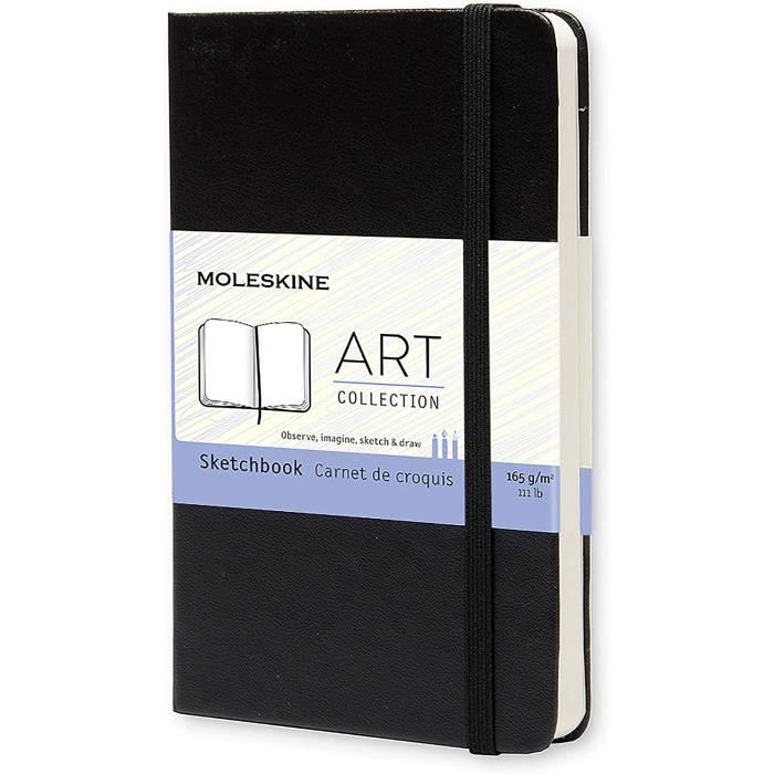 Moleskine de croquis Format de poche Couverture rigide noire 9 x
