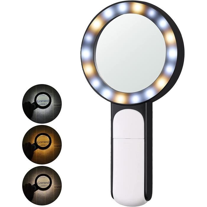 Loupe Avec Lumière 10x - 72 LED, 3 Couleurs, 10 Niveaux, Pour Lecture, Bijoux, Artisanat - 3