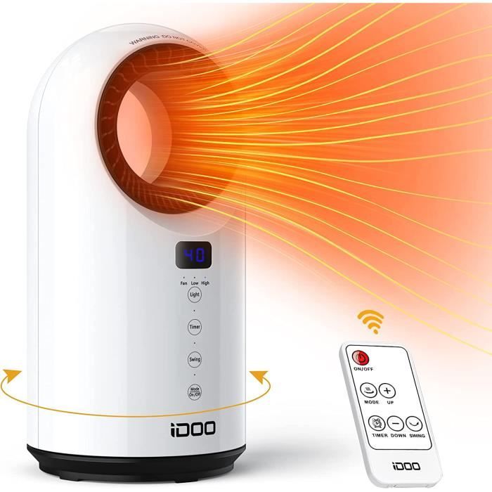 Ozzie Heater, Appareil de Chauffage enfichable, Appareil de Chauffage en céramique avec télécommande, Chauffage de 500 watts, Mini-chauffage pour prise murale,Mural Home Bedroom Office,Blanc*1pcs