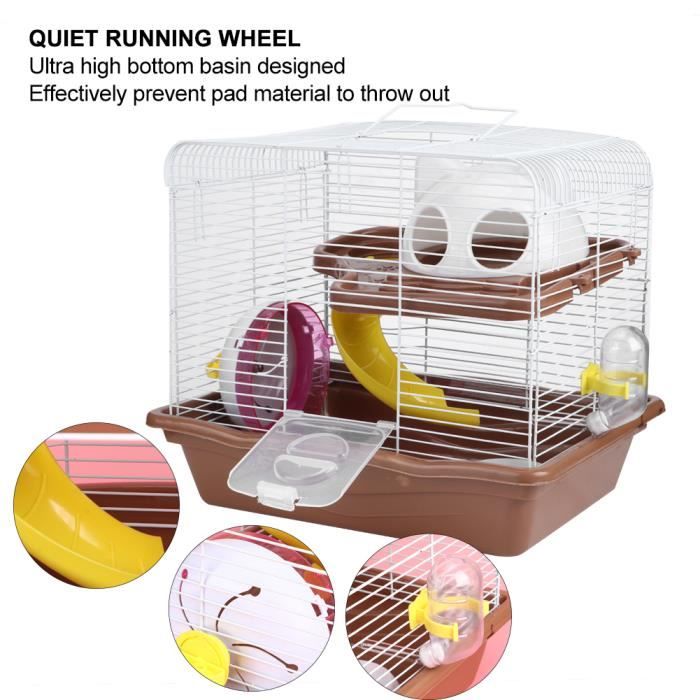 Comparer les prix de Cage à hamster - SURENHAP - Double couche - 35x26.5x32cm - Plastique et fil de fer - Silencieuse