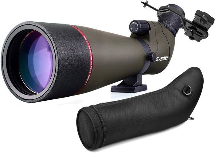 Svbony SV13 Longue Vue 20-60x80 HD Imperméable Antibuée Bk7 Prisme avec Adaptateur de téléphone pour l’Observation des Oiseaux
