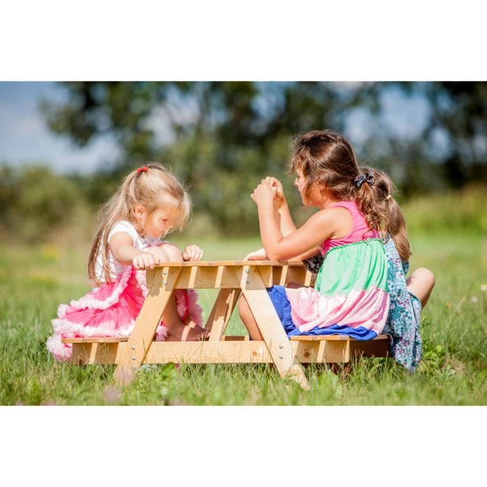 Table enfant / Set de table de pique-nique enfant TIMBELA - 90x90xH50 cm - extérieur ou intérieur - M018-1