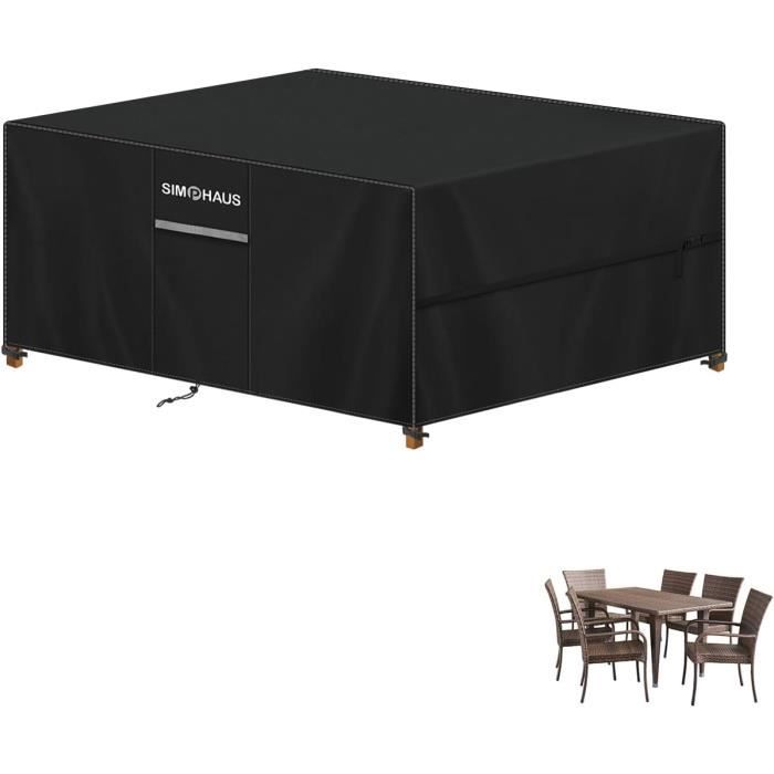 Housse De Protection Pour Table De Jardin 160x90x80 Cm - Tissu Oxford 600D Imperméable - Anti-UV & Vent