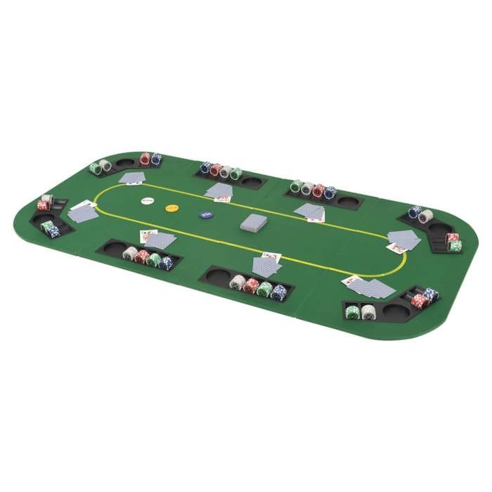 vidaXL Dessus de table de poker 8 joueurs 4 plis rectangulaire Vert 80208