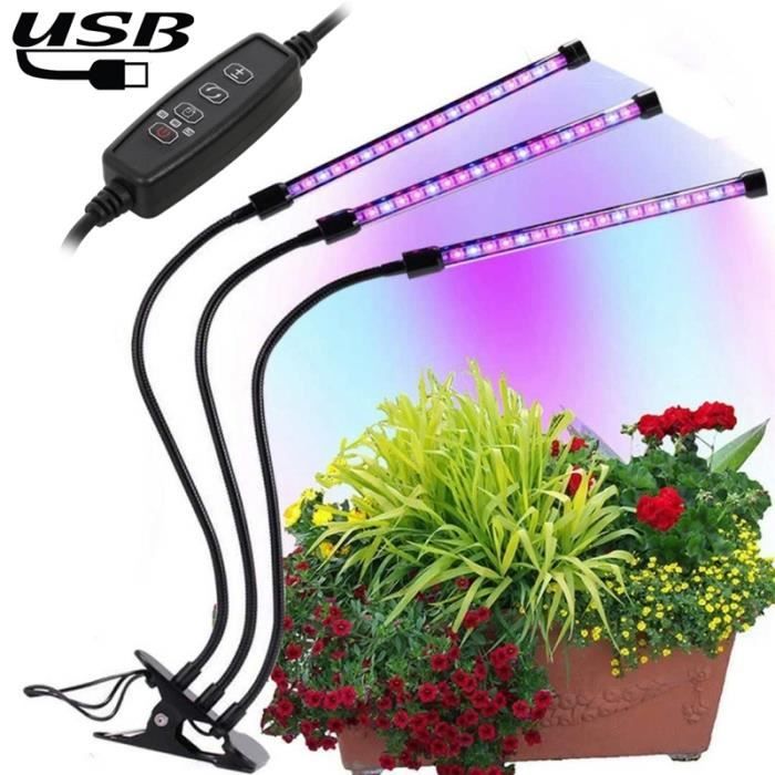 18W LED 2 têtes croissance lumière hydroponique plante à spectre complet USB