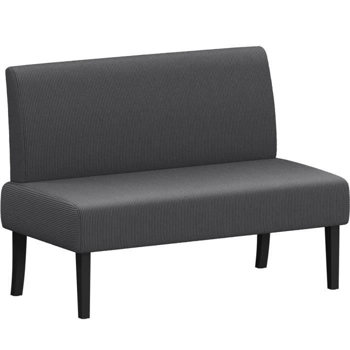 Yaheetech Canapé Droit 2 Places en Velours Côtelé avec Dossier sans Accoudoirs pour Salon Bureau et Réception Gris Yaheetech Canapé Droit 2 Places en Velours Côtelé avec Dossier sans Accoudoirs pour Salon Bureau et Réception Gris