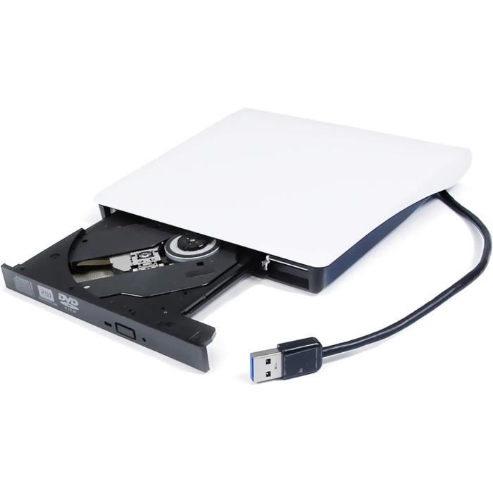 Lecteur DVD Externe, Graveur CD DVD Externe USB 3.0,Ultra Mince Portable CD  DVD Drive +/- R ROM RW Enregistreur pour Desktop, Laptop