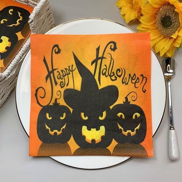SERVIETTE DE TABLE,6--2022 Nouveau 20 Pcs-Pack Halloween Serviettes En Papier De Découpage De