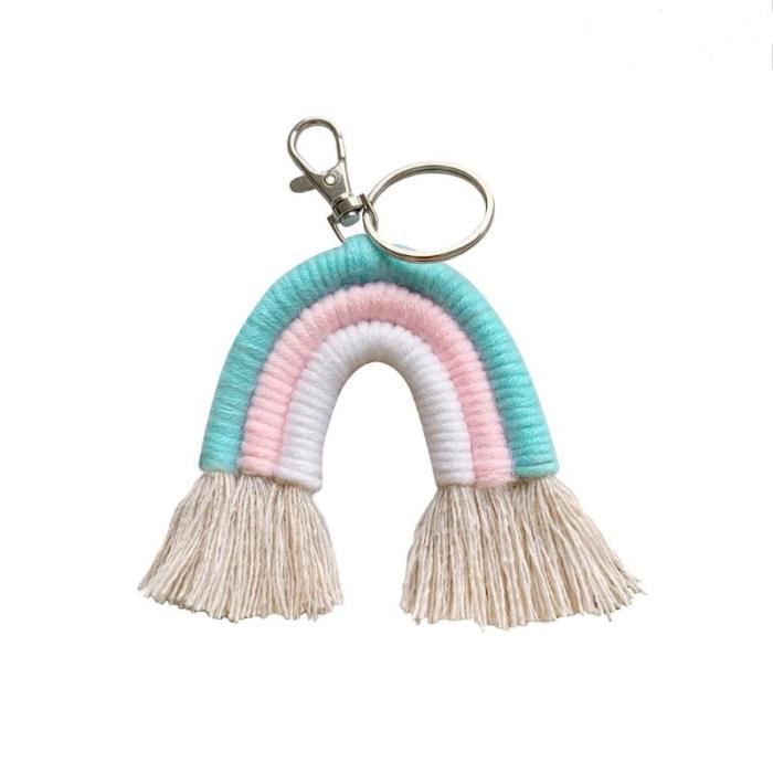 Mini Macramé Porte-CléS Boho Macramé Sac Charmes pour Clef de Voiture