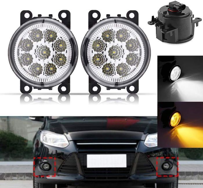 Feux Antibrouillard Avant 9 LED Halo Blanc/Jaune Pour Ford Focus - Remplacement 4F9Z-15200-AA - 10