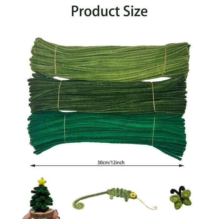 300 Tiges Chenille – 3 Couleurs (violet Clair, Violet, Vert) – Kit Créatif Pour Fleurs, Animaux – Enfants Et Adultes