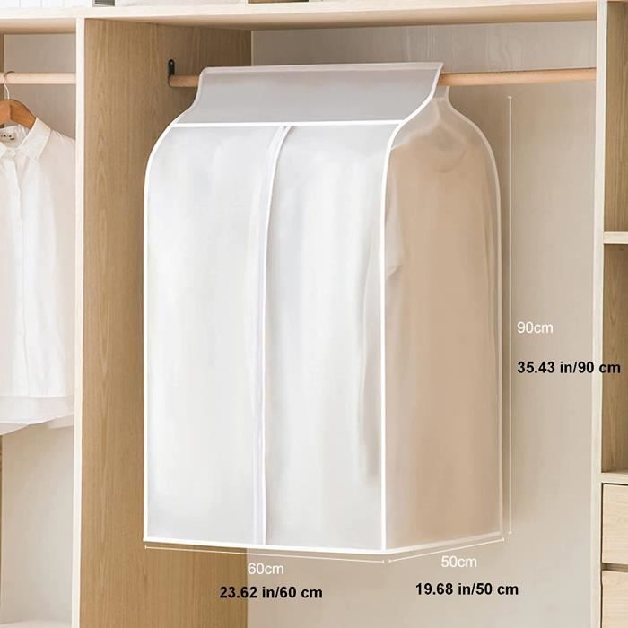 Housse Rangement Vêtements Longue 180x60cm - PEVA Imperméable, Anti-acariens - Pour Robes, Costumes, Voyages