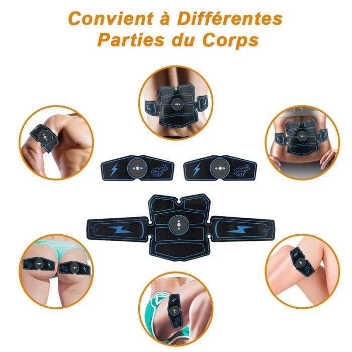 Electrostimulateur Musculaire Abdominal EMS - Ceinture Sans Gel USB Pour Abdos, Bras, Jambes | 6 Modes