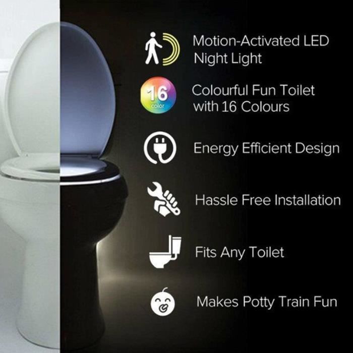 Capteur de mouvement de toilette Rechargeable par USB, lumière à