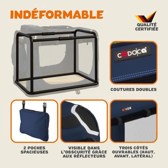 CADOCA® Cage de transport XXXL Bleu pour animaux chien chat