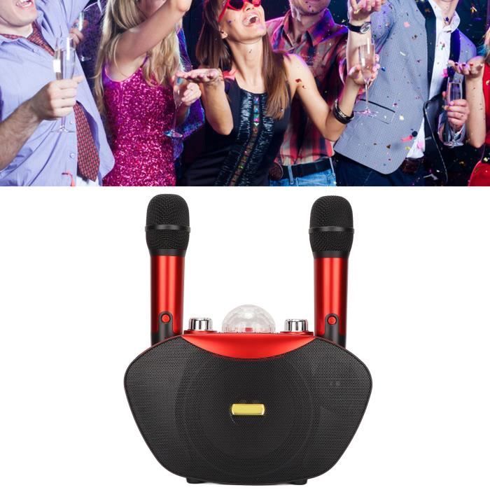 Karaoke Adulte Enfant, Micro Karaoke avec LED Lumineux Disco Sono Micro Bluetooth avec 2 Microphones sans Fil Enceinte Portable Jouets Cadeaux de Noël pour Filles Garçons Anniversaire Famille