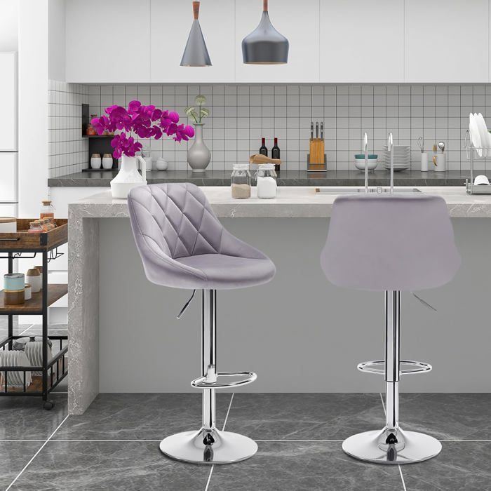 WOLTU Tabouret de Bar Lot de 2, Chaise de Bar, Chaise Haute Cuisine avec Dossier Tissé et Repose-Pieds, Tabouret Pivotant à 360°, Hauteur Réglable, Base Évasée en Métal, Gris foncé, BH426dgr-2 WOLTU Tabouret de Bar Lot de 2, Chaise de Bar, Chaise Haute Cuisine avec Dossier Tissé et Repose-Pieds, Tabouret Pivotant à 360°, Hauteur Réglable, Base Évasée en Métal, Gris foncé, BH426dgr-2