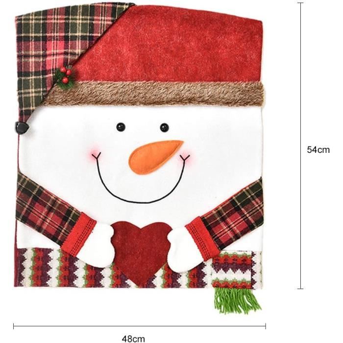 Lot De 4 Housses De Chaise Père Noël — 49x60 Cm, Tissu Non Tissé Rouge — Déco Table De Noël, Réutilisables, Lavables - 4