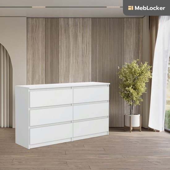 MebLocker Commode à6 tiroirs de 120cm pour salon bureau chambre d
