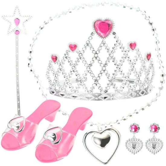 Chaussures Princesse En Cristal à Talons Hauts Pour Filles - Bleu Rose Argent Costume Fête