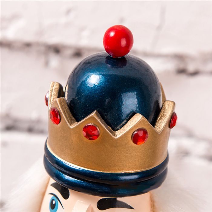 Casse-Noisette En Bois Bleu Blanc 38 Cm Décoration De Soldat De