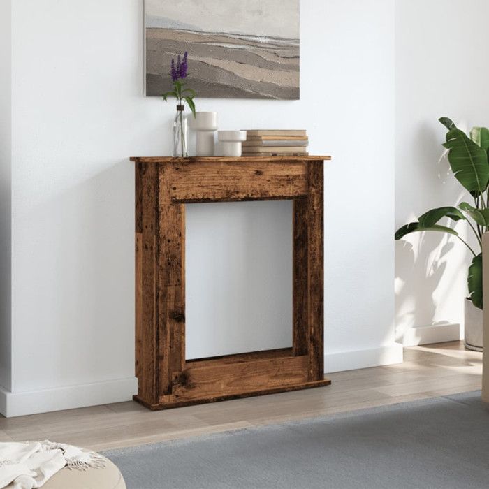 Habillage De Cheminée Beliani MANDRE - Gris, Bois De Paulownia, Style Rétro 97x99 Cm, Neuf