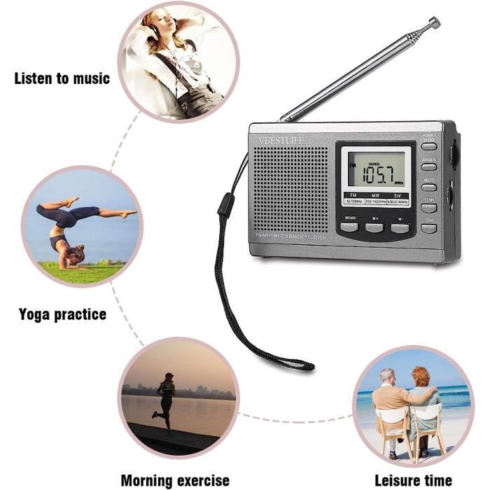 RETEKESS V111 Radio FM stéréo pleine bande/MW/SW DSP Récepteur de bande