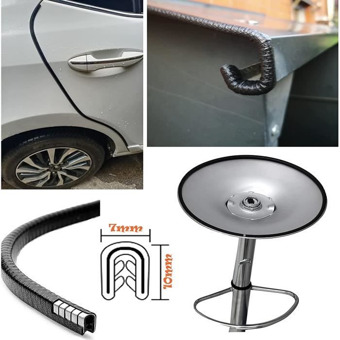 Protection Bord De Portière Auto Gris - 10m Joint En U Avec Ressort Acier - Universel Sans Colle