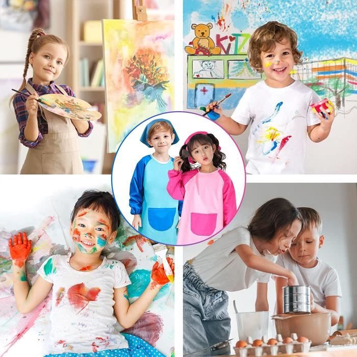 Tablier Peinture Enfant , Imperméable et Résistant aux Taches Tablier  Peinture Tablier Cuisine Enfants de 6 à 10 Ans (Rose)