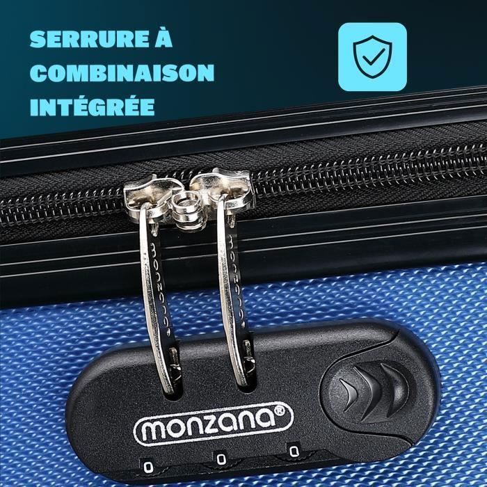 Set 4 Valises Rigides MONZANA - S/M/L/XL, 4 Roues 360°, ABS, Serrure à Combinaison, Bleu