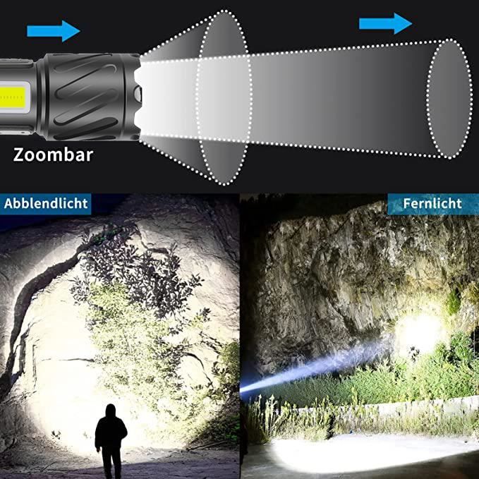 Lampe Torche LED Ultra Puissante 10000 Lumens Unaikoo Rechargeable - Noir Et Or