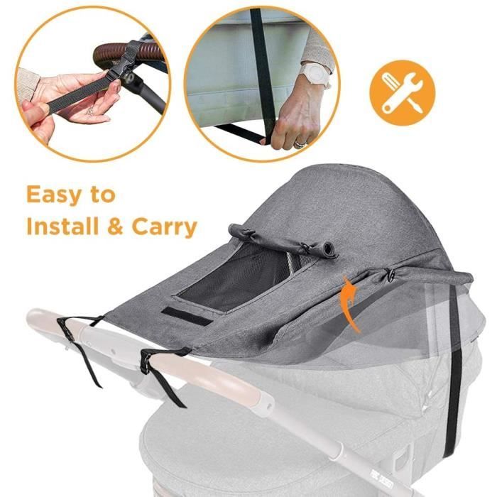 Pare-soleil Universel Pour Poussette - Anti-UV, Pluie, Vent - Couleurs Variées - Réglable Et Pratique