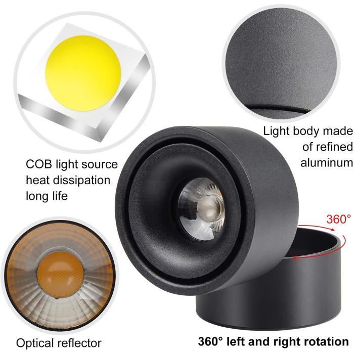 Spot Saillie Spot LED En Saillie Noir Orientable Pour Ampoule GU10/MR16 - SILAMP Spot Orientable