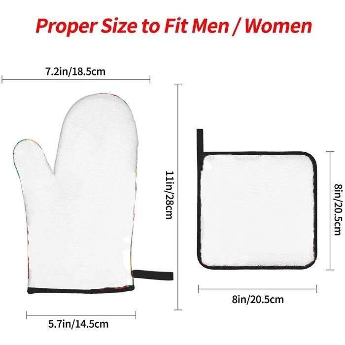 Lot De 3 Gants De Cuisine Et Manique Noël - Motif Sapin Rouge Résistant à La Chaleur | Lavable Et Décoratif