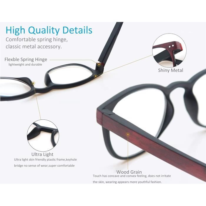 MODFANS 3 Paire de Lunettes de Lecture 1.0 Homme Anti Lumiere Bleue