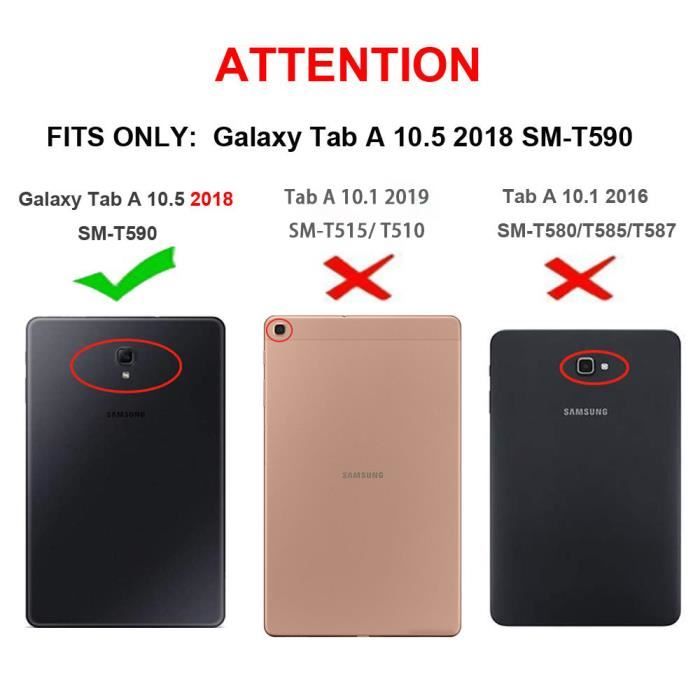 Housse Samsung Galaxy Tab A 10.5 2018 Coque SM-T590/ T595 avec Support 360°  Rotatif Multi-angle Antichoc Tablette Étui -Noir - Cdiscount Informatique
