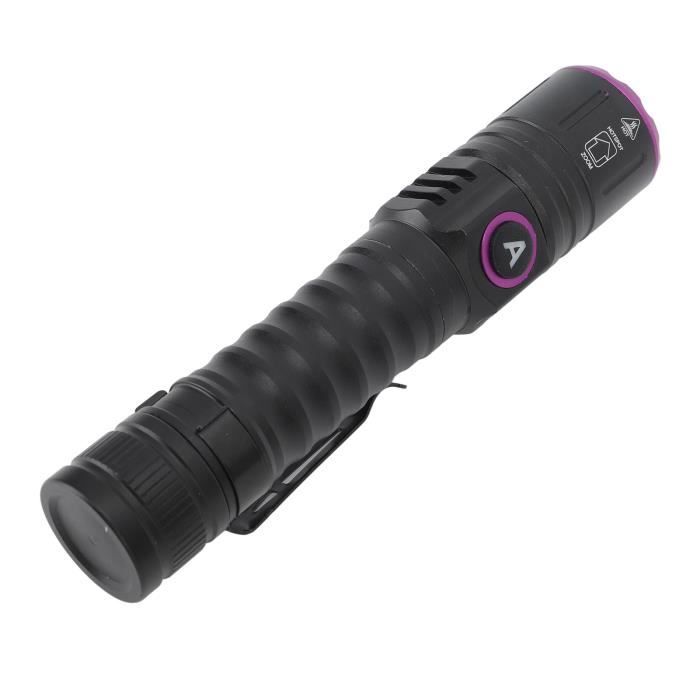 Lampe Torche UV Camemo 395nm Zoomable Rechargeable USB Lumière Noire Grise