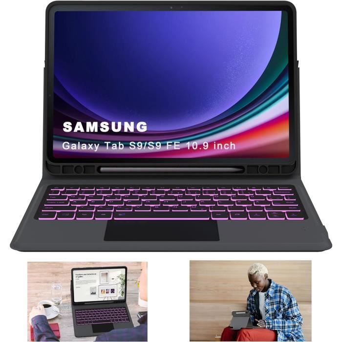 Étui Clavier Bluetooth Pour Tablette Samsung Galaxy Tab S7 S8S9 S9FE 11 Avec Fente Pour Stylo Clavier Bluetooth Rétroéclairé Coloré + étui