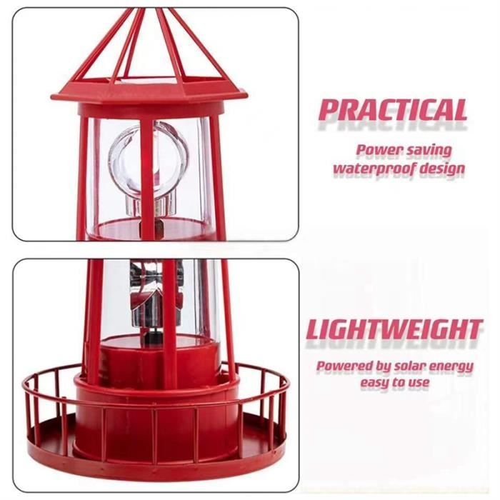 Phare Solaire pour Jardin - Décorations de phares pour Cour Lumière LED  rotative étanche à 360 degrés