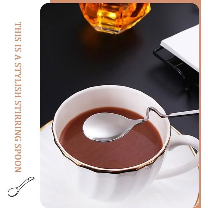 AYEUPZ Ensemble 4 Cuillères à Café Et Miel En Acier Inoxydable - Manche Incurvé Et Spirale Pour Confiture
