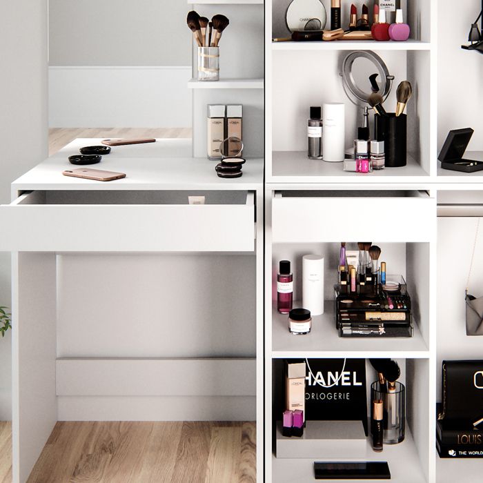 COIFFEUSE LED VICCO DAENERYS blanche, table de maquillage, commode