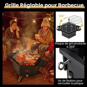 Foyer à Bois Extérieur IconicDesignArt – Pack Plat Personnalisable, Avec Barbecue, Noir